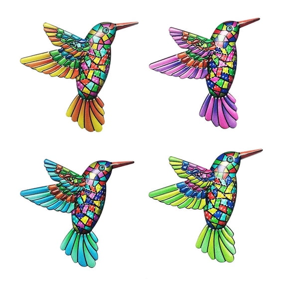 Metal Bird Wall Art Sculpture Outdoor Hanging Ornament For Garden/Home Decor S Purple Smile Home