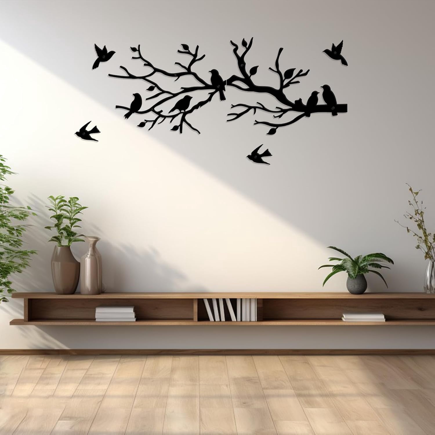 Birds Metal Wall Art - Laser-Cut Steel Wall Decor, Multiple Sizes & Colors (Matte Black, Bronze, Etc.), Indoor/Outdoor