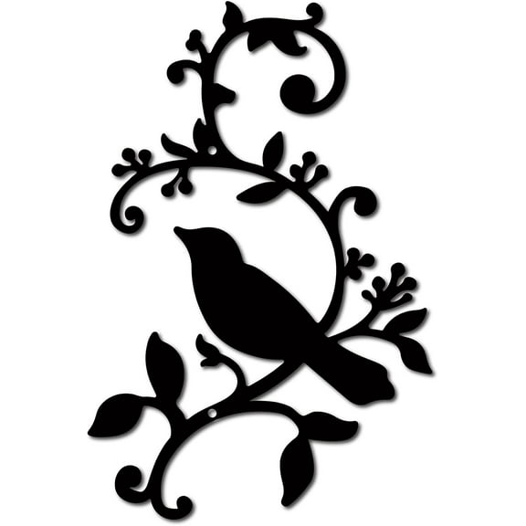 Metal Bird Wall Decor Birds on The Branch Art Iron Wall Signs Hanging Metal Ornament Sculpture Leaves for Balcony Garden Home Living Room Decoration Outdoor Indoor Gifts Black 11.8x7.8Inch