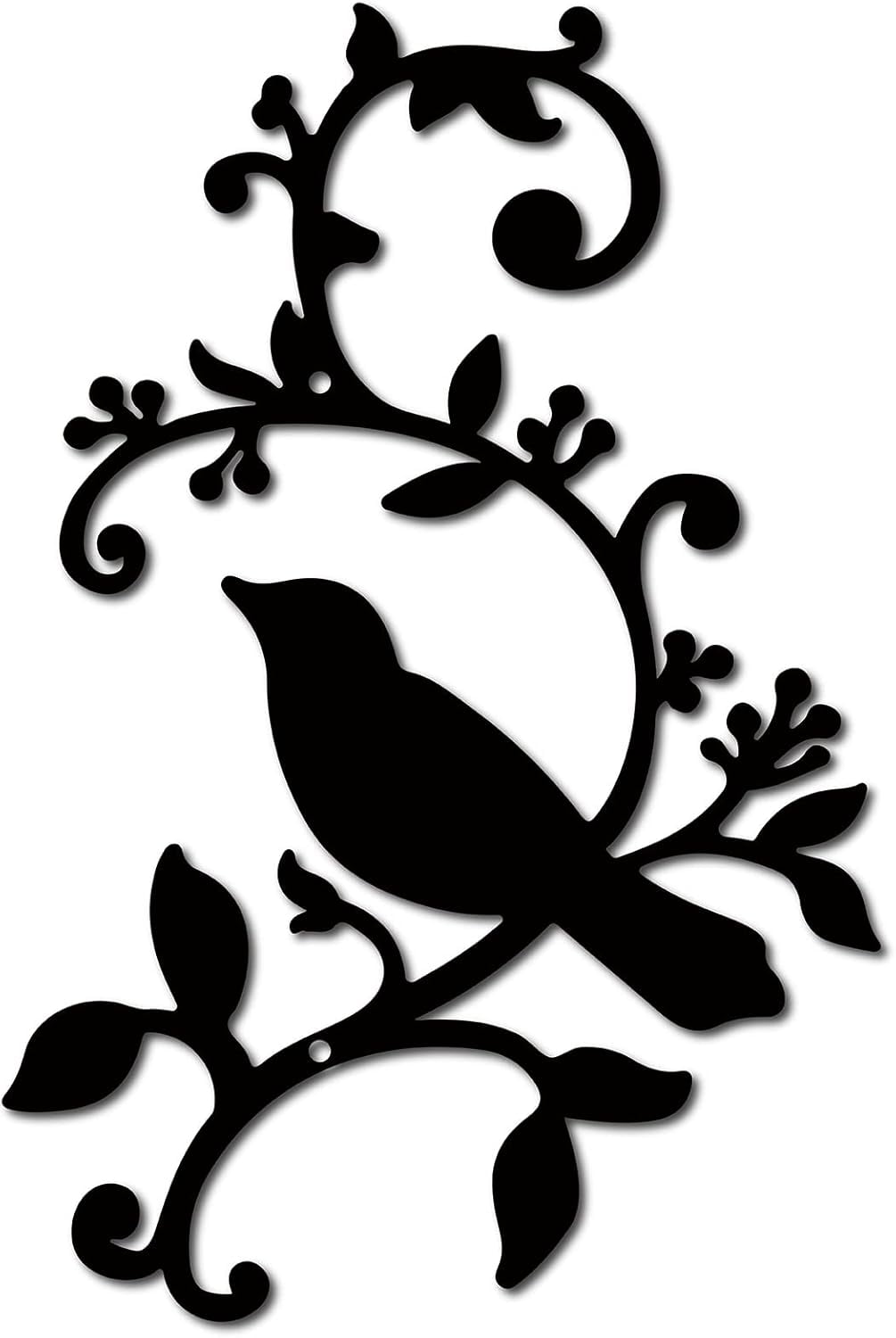 Metal Bird Wall Decor Birds on The Branch Art Iron Wall Signs Hanging Metal Ornament Sculpture Leaves for Balcony Garden Home Living Room Decoration Outdoor Indoor Gifts Black 11.8x7.8Inch