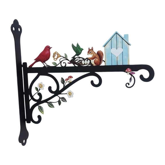 Metal Bird Wall Hook Tree Branch Silhouette Decorative Hanging Bracket Rustproof Iron Plant Hanger For Flower Basket Planter Fence 7.8in