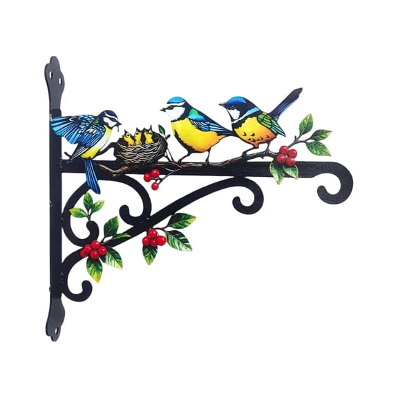 Metal Bird Wall Hook Tree Branch Silhouette Decorative Hanging Bracket Rustproof Iron Plant Hanger For Flower Basket Planter Fence 7.8in