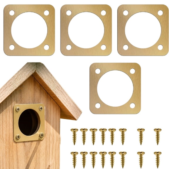 Metal Birdhouse Entrance Hole Protector, 4 Pack Predator Guard for 1 1/2 Inch Bird House Opening, Bluebird House Hole Guard with Screws, Effectively Keep Predators Away & Safeguard Bluebirds Nest