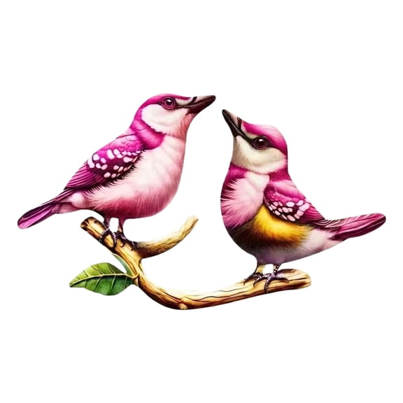 Metal Birds Wall Art Garden Decor, Outdoor Wall Art Yard Patio Fence Decoration, 2D Purple Beautiful Double Bird Wall Hanging Sculpture Gift for Garden Outside Livingroom(Purple)