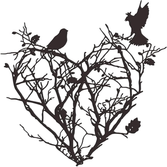Metal Birds Wall Art Tree Wall Art, Heart Wall Decor Bird's Nest Decoration for the living room, bedroom11.8 inchBlack