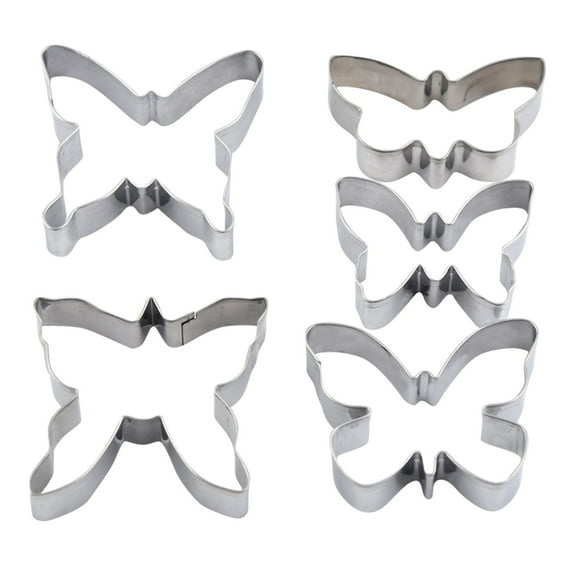 Metal Biscuit Cutter Mould,Pack of 5 Butterfly Cookie Cutter Set – Stainless Steel Cookie Cutters Butterfly Shaped for Holiday Bakeware Birthday Party DIY Baking Cake Party Decoration(Colour)