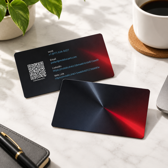 Metal - Black Blank Badges Digital Business Card with QR Code and NFC Tap