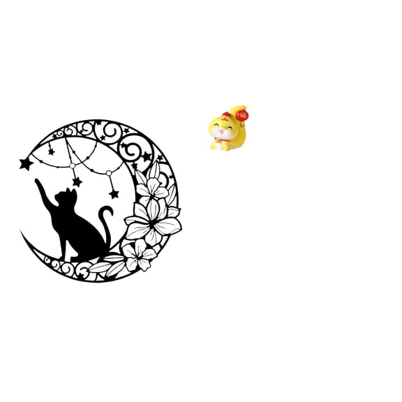 Metal Black Cat Wall Decor Statue Cartoon Snake Figurine Minimalist Design for Bedroom Living Room Shelf