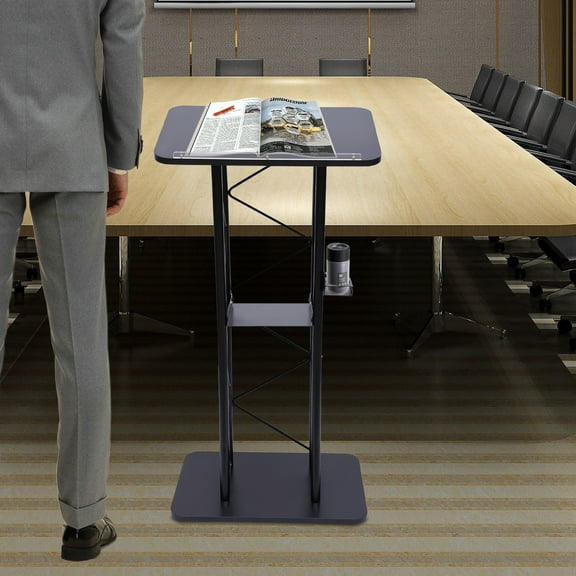 Metal Black Podium Conference Presentation Pulpit School Office Church Lectern Curved
