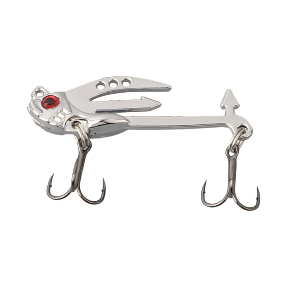 Metal Blade VIB Fishing Lure with Adjustable Action and Treble Hook, Realistic Swimming for Freshwater and Saltwater Fish, Silver and Red Design for Long-Range Casting Success(5g)