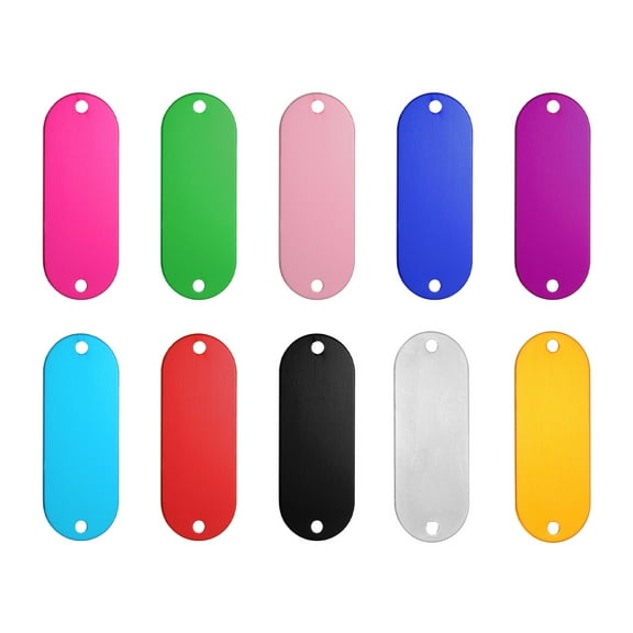 Metal Blank Tags Stamping Blanks Tag, DIY Engraving Tags Aluminum 10 Color Pet ID Tags, Pack of 10