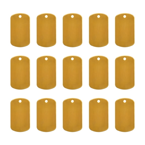 Metal Blank Tags Stamping, Yellow Blank Dog Tags DIY Engraving Tags for Pet Dog ID Tags, Pendant Tag, 15pcs