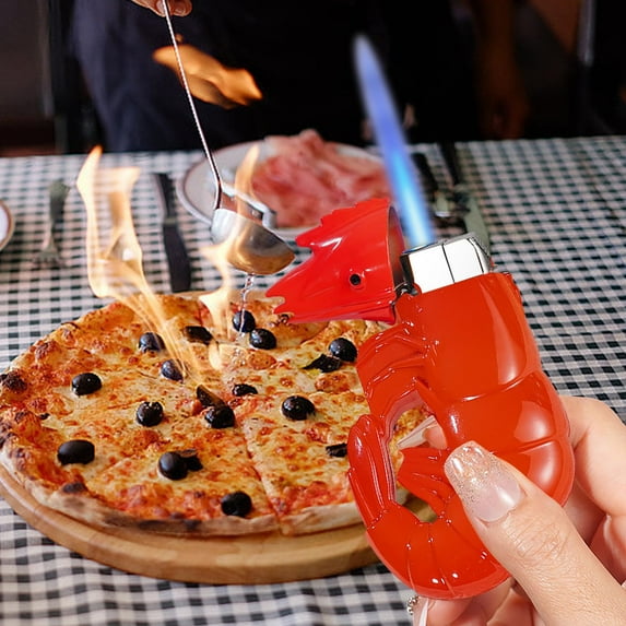 Metal Blue Flame Lighter, Windproof Adjustable Refillable Lighter, Shrimp Shape Torch Lighter, Butane Gas Flame Lighter, Outdoor Camping BBQ Gift Lighter, Strong Jet Flame Torch