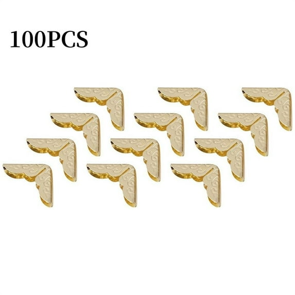Metal Book Corner Protectors,100PCS Small Book Corner,Vintage Book Corners Edge Cover,Album Cover Guard Decorative for Scrapbooking Menus Folder Notebook (Yellow)