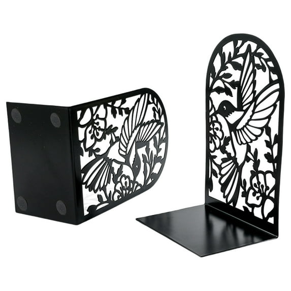 Metal Book End For Shelves Bird Flower Bookends Heavy Duty Book End Book Stopper Slip Resistant Bookends for Shelves
