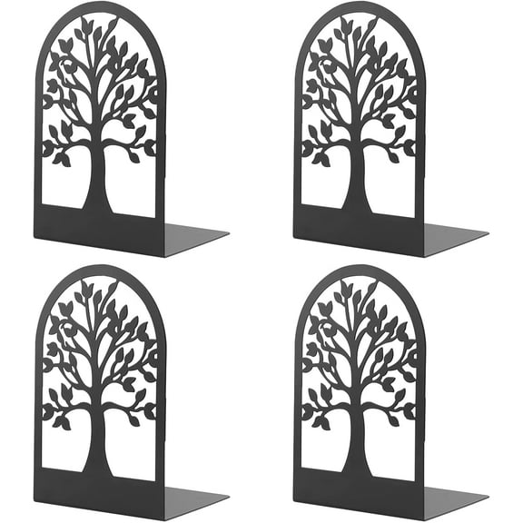 Metal Book Ends, MSDADA Desk Bookends Heavy Duty, Book Ends Holder for Shelves, Bookends for Office&School, Book Shelf Holder Home Decorative, Bookend Supports, Book Stoppers(2 Pairs)
