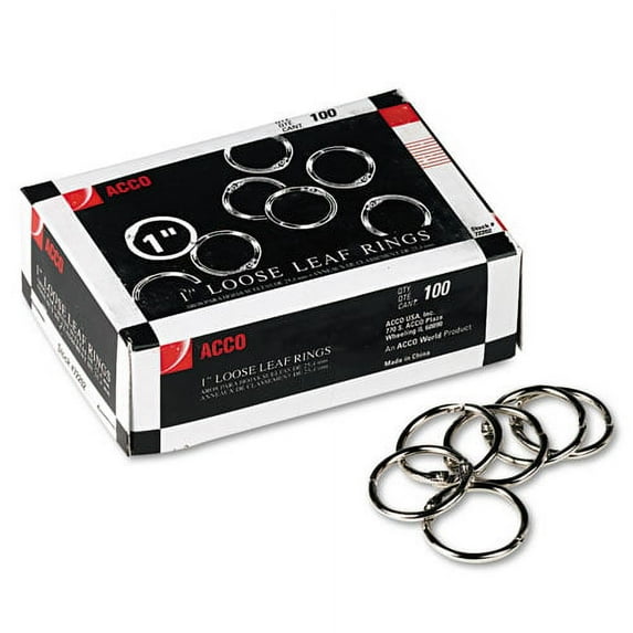 Metal Book Rings, 1" Diameter, 100 Rings/box | Bundle of 2 Boxes