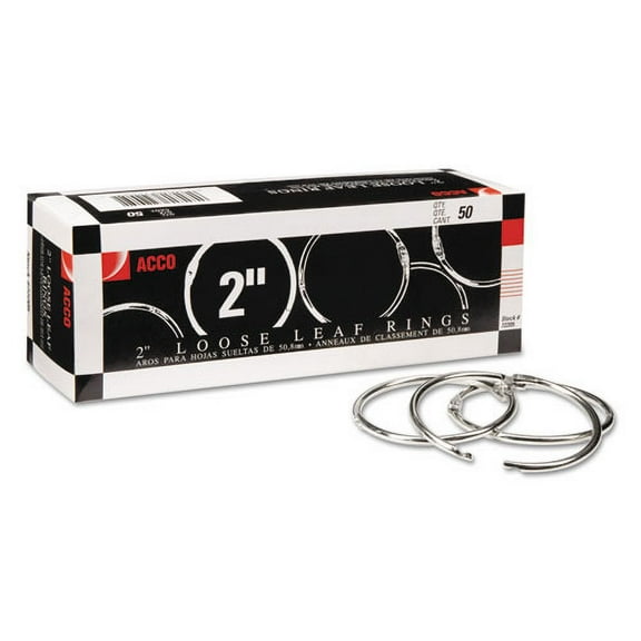 Metal Book Rings, 2" Diameter, 50 Rings/box | Bundle of 2 Boxes