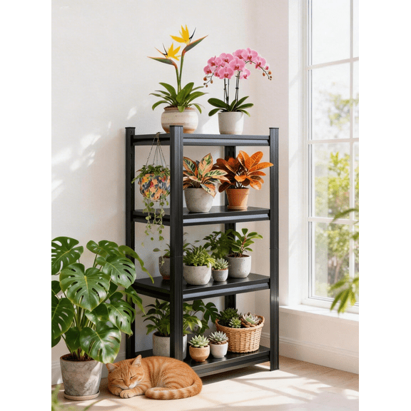 Metal BookShelf,54'‘H x 24"W × 14''D Industrial Bookshelves,4-Tier Heavy Duty Storage Shelf for Books,Adjustable Standing Book Shelf for Living Room,Bedroom,Office,Library,Tool-Free Assembly