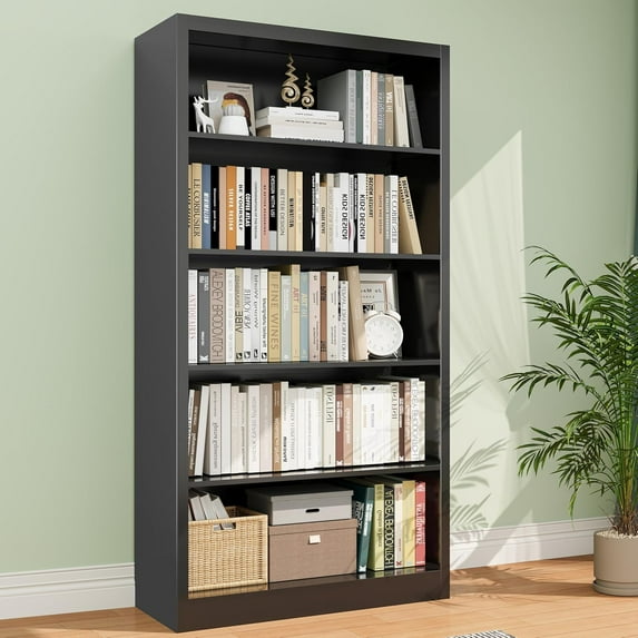Metal Bookcase and Bookshelf, 66 in Tall Black Bookshelf with 4 Adjustable Storage Shelves, Large Deep Bookcase for Home, Library, Office, Bedroom, School