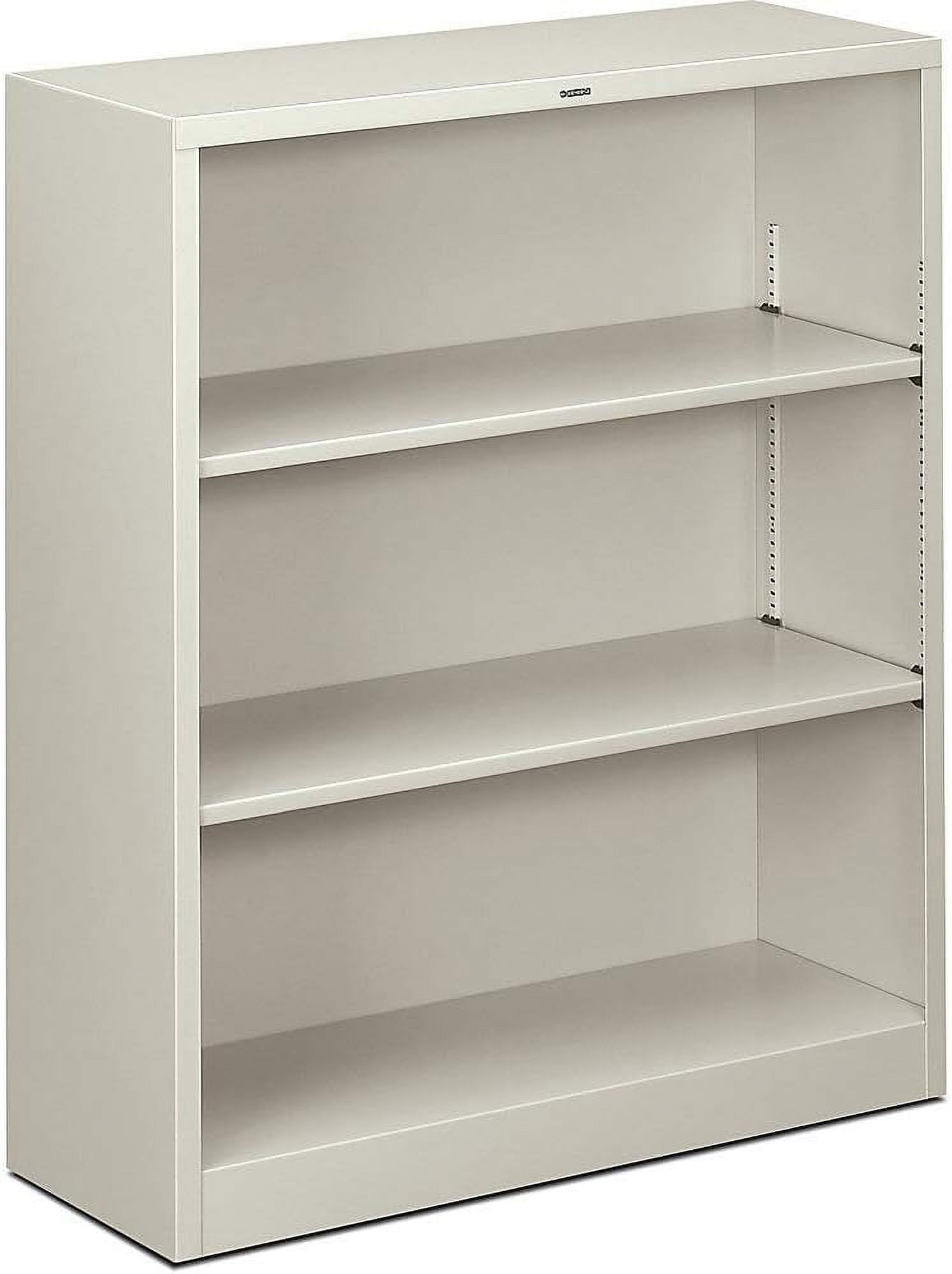 Adjustable Heavy-Gauge Steel 3-Shelf Bookcase in Light Gray