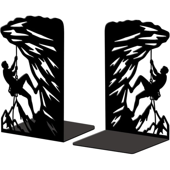 Metal Bookends for Shelves Modern Decorative Heavy Duty Study Book Ends Stoppers for Office Desk Shelf Room 5.3"x4.3"x7.9" Cast Iron Simple Tall Bookends 1 Pair (Rock Climbing)