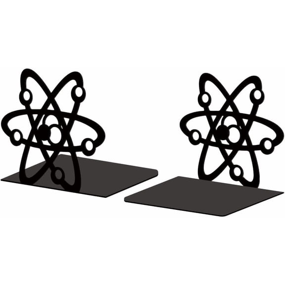 Metal Bookends for Shelves Modern Decorative Heavy Duty Study Book Support Stoppers for Office Desk Shelf Room 5.3"x4.3"x4.6" Cast Iron Simple Tall Bookends 1 Pair (Atom)