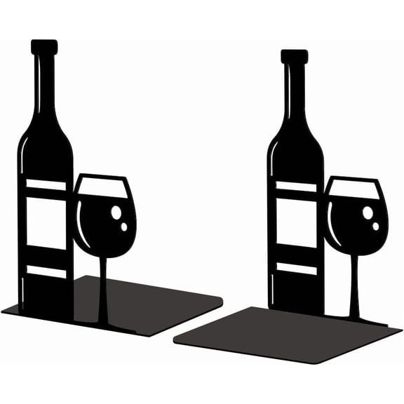 Metal Bookends for Shelves Modern Decorative Heavy Duty Study Book Support Stoppers for Office Desk Shelf Room 5.3"x4.3"x7.9" Cast Iron Simple Tall Bookends 1 Pair (Wine) Metal Black