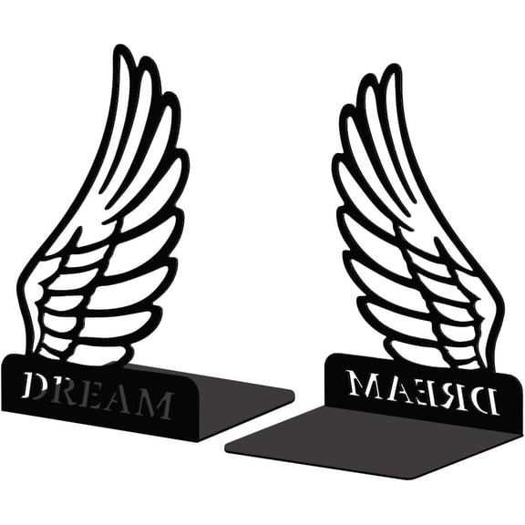 Metal Bookends for Shelves Modern Decorative Heavy Duty Study Book Support Stoppers for Office Desk Shelf Room 5.3"x4.3"x7.9" Cast Iron Simple Tall Bookends 1 Pair (Wings)