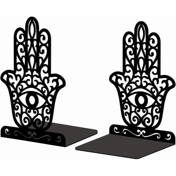 Metal Bookends for Shelves Modern Decorative Heavy Duty Study Book Support Stoppers for Office Desk Shelf Room 5.3"x4.3"x7.9" Cast Iron Simple Tall Bookends 1 Pair (Eye of The Devil) Metal Black
