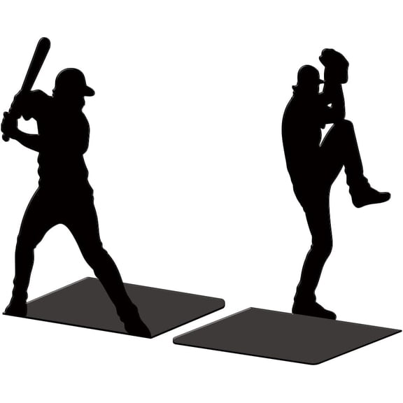 Metal Bookends for Shelves Modern Decorative Heavy Duty Study Book Support Stoppers for Office Desk Shelf Room 5.3"x4.3"x7.9" Cast Iron Simple Tall Bookends 1 Pair (Baseball)