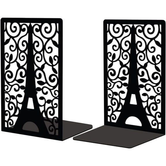 Metal Bookends for Shelves Modern Decorative Heavy Duty Study Book Support Stoppers for Office Desk Shelf Room 5.3"x4.3"x7.9" Cast Iron Simple Tall Bookends 1 Pair (Paris Eiffel Tower)