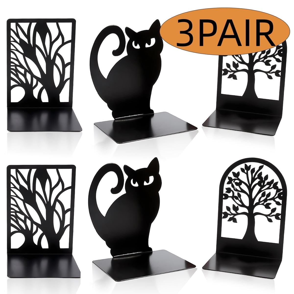Walmart Metal Bookends, Tree of Life Design, Non-Skid, Black, 3 Pairs ...
