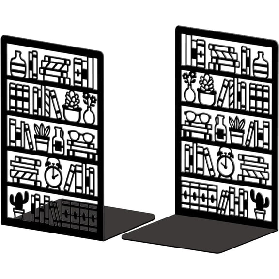 Metal Bookends for Shelves Decorative Heavy Duty Study Book Ends Stoppers for Office Desk Shelf Room 5.3"x4.3"x7.9" Cast