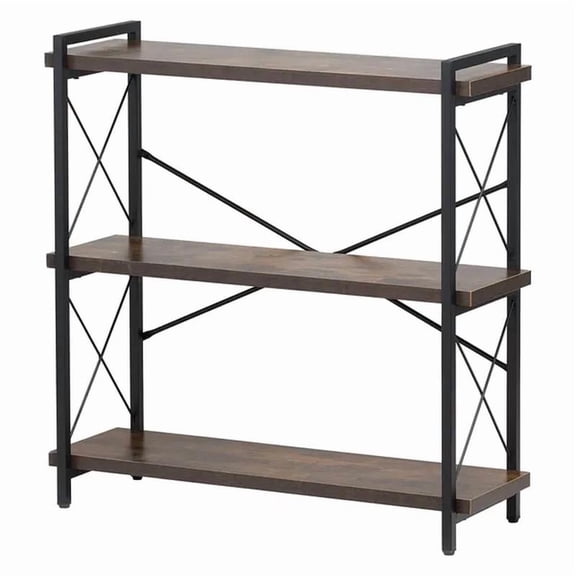 Metal Bookshelf, 3-Tier Industrial Bookshelf, Rustic Storage Display Bookcase with Open Shelves, Freestanding Vintage Shelving Unit Storage Rack