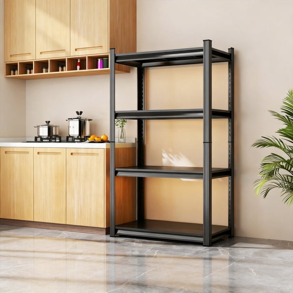 Metal Bookshelf,Tall Book Shelf & Tall Printer Stand,24" W x 14" D x 44" H Industrial Large Printer Stand for Office, Home, Living Room - Adjustable Storage Rack, Easy Assembly, Black