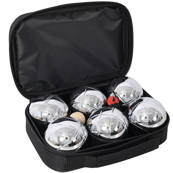 Metal Boules Set with Carrying Case - Exciting Lawn and Beach Game for Adults Featuring Distinct Patterned Balls