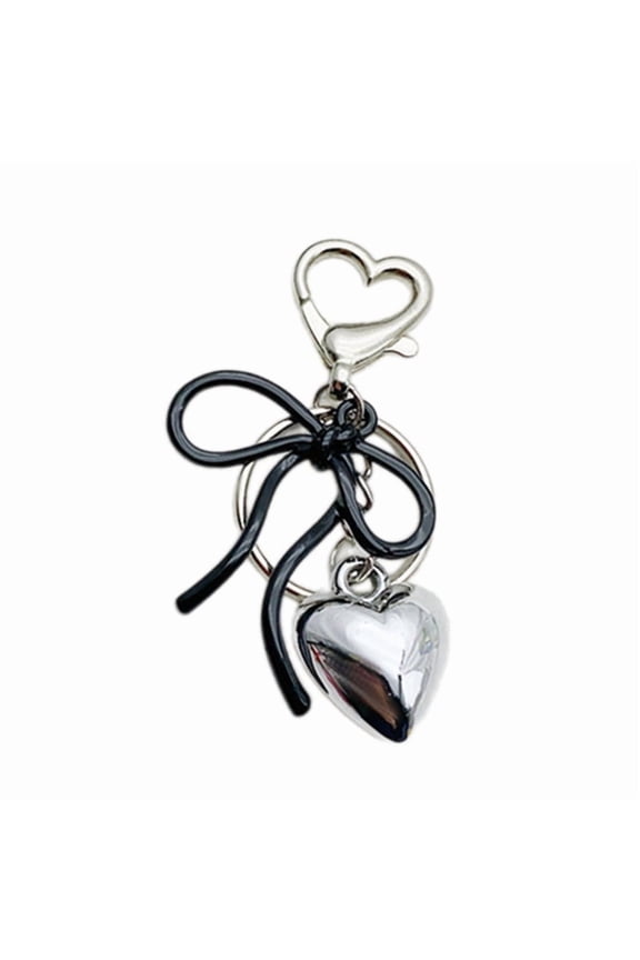 Metal Bowknot Heart Charm Keychains Simple Pendant Car Keyring Backpack Decoration Fashion Jewelry for Women Girls