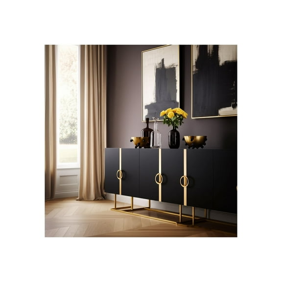 Metal Bowl Iron Round Shape with Black Ball Feet 12.76" Gold Metallic Finish for Home Office Bedroom Living Room Modern Decor