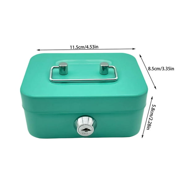 Metal Box Cash Box Storage Small 4.53 X 3.78 X2.28 Inch Cover With Lock Organizer Of Money With Lock For Kids Toys Cute To Handle For The
