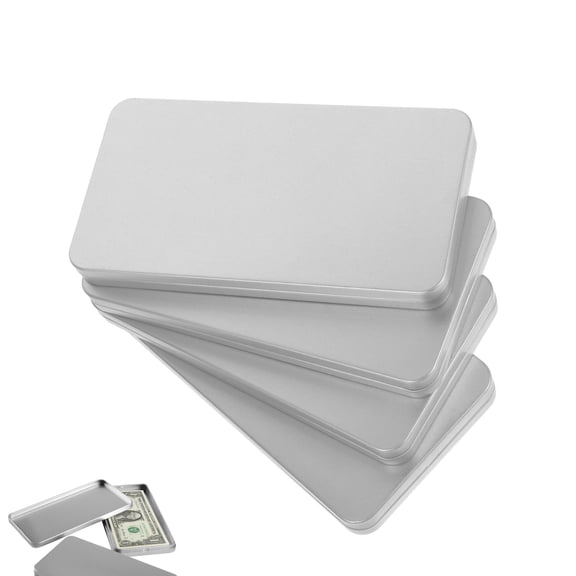 Metal Box Containers Currency Storage Tray Small Metal Empty Box Rectangular Cash Storage Container Money Holder Jewelry Organizer 4pcs