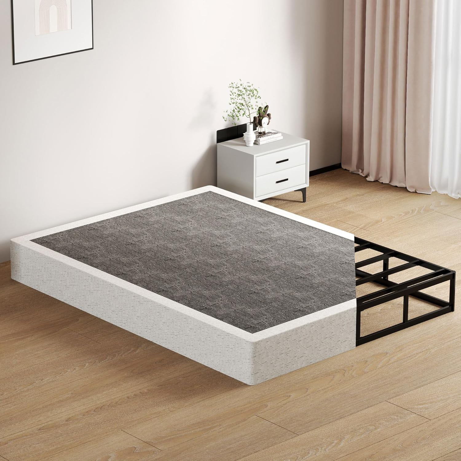 Metal Box Spring Queen Size 9 Inch High Profile Heavy Duty Black Bed