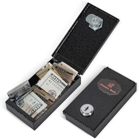 Metal Box for Gambler - Winners Bank Portable Safe Casino Money Pocket Sized Cash Box with Key Go Home Money$$Office