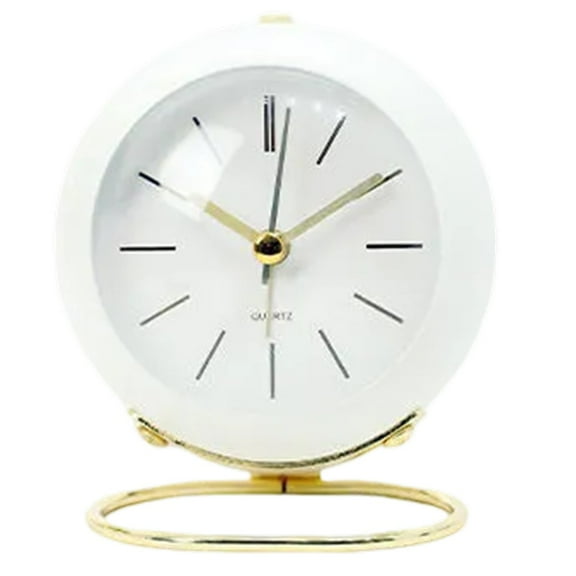 Metal Bracket Alarm Clock Silent Night Light Ring Base Table Clock Pendulum