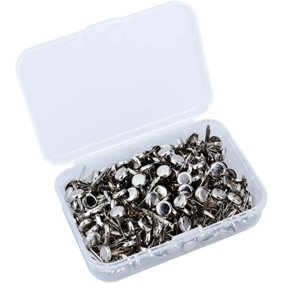 Metal Brads 200pcs Craft Brads Crafts Mini Fastener Scrapbooking Pastel Round Fasteners for Paper with Electroplating DIY Silver Storage Making Metal Brad Paper Fasteners Brads