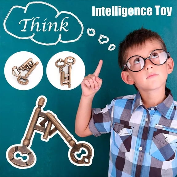 Metal Brain Teaser Key Lock Puzzle Classic IQ Test Toy Metal Wire Puzzle for Adults Kids Stress Relief Mind Game and Educational Plaything IQ Puzzle Toy 2pcs*Bronze-7X5X2CM