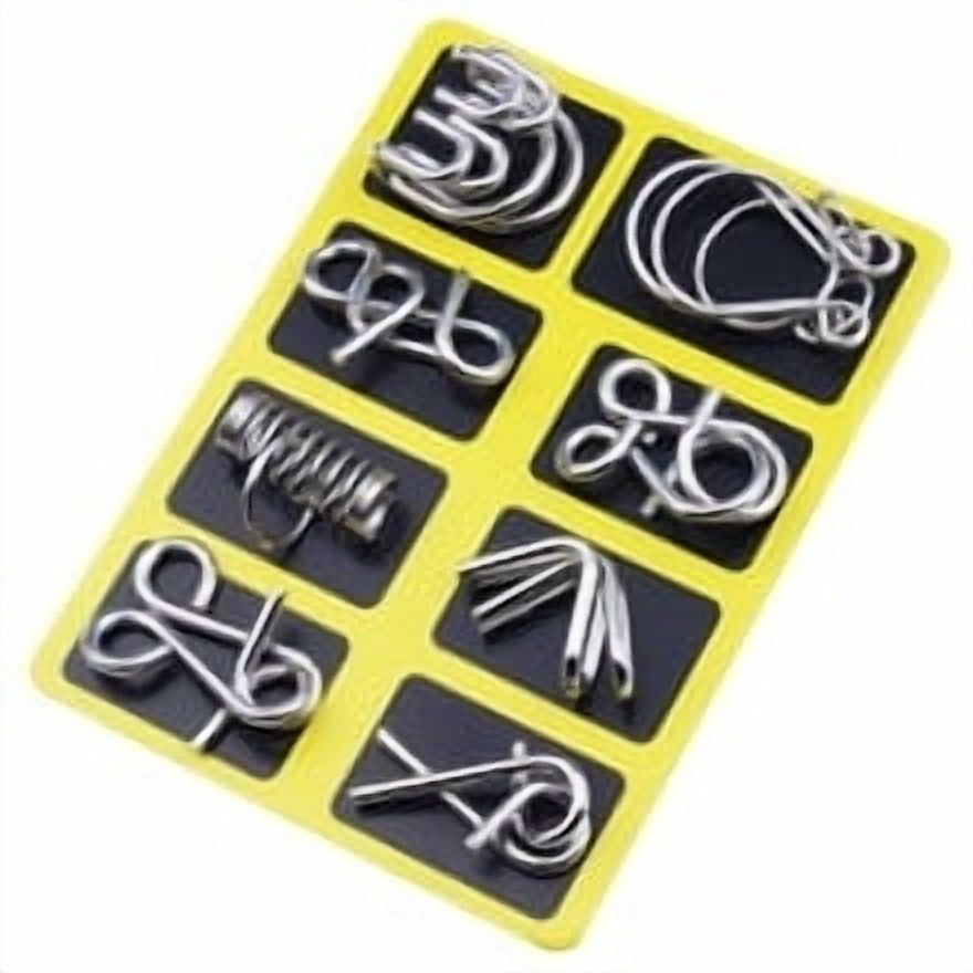 Metal Brain Teaser Puzzle Set – 8 Piece Chinese Rings Disentanglement ...