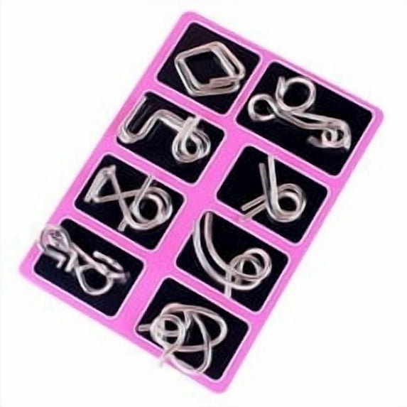 Metal Brain Teaser Puzzle Set – 8 Piece Chinese Rings Disentanglement Game Iron Ring Logic Challenge for Adults Teens Desk Puzzle Stress Relief