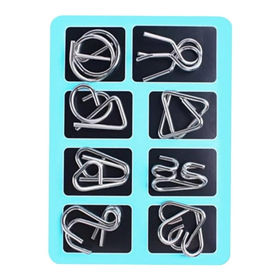 Metal Brain Teaser Puzzles ,8PC Metal Puzzles,3D Interlocking MetalWire IQ Logic Game,Challenging Iron Puzzle for Kids Adults,Educational Party Favor Travel Thinking Toy