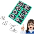 thumbnail image 1 of Metal Brain Teaser Puzzles Ring, 2026 New Metal Puzzle Solving Set, Portable 3D Challenge Puzzle for Travel, IQ Educational Puzzles Game for Family Gathering, Physics Mind Game for Adults, 1 of 9